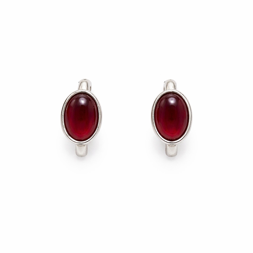 S925 Oval Carnelian Huggie Earrings